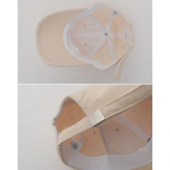 NWOT Korean Brand DEEPNY Corduroy Cap with Embroidered R in Ivory - Picture 12 of 15